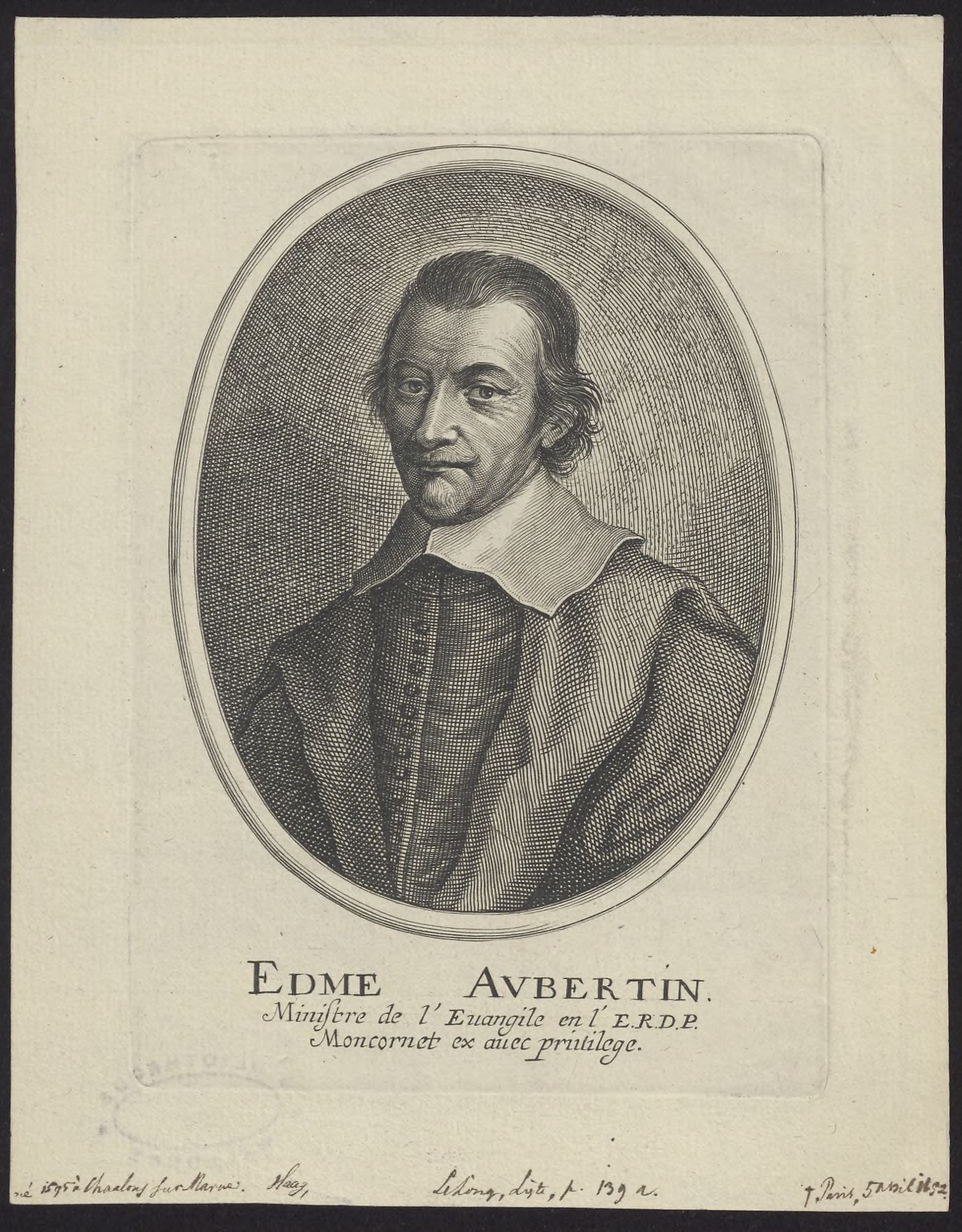 Portrait of Edme Aubertin, clergyman