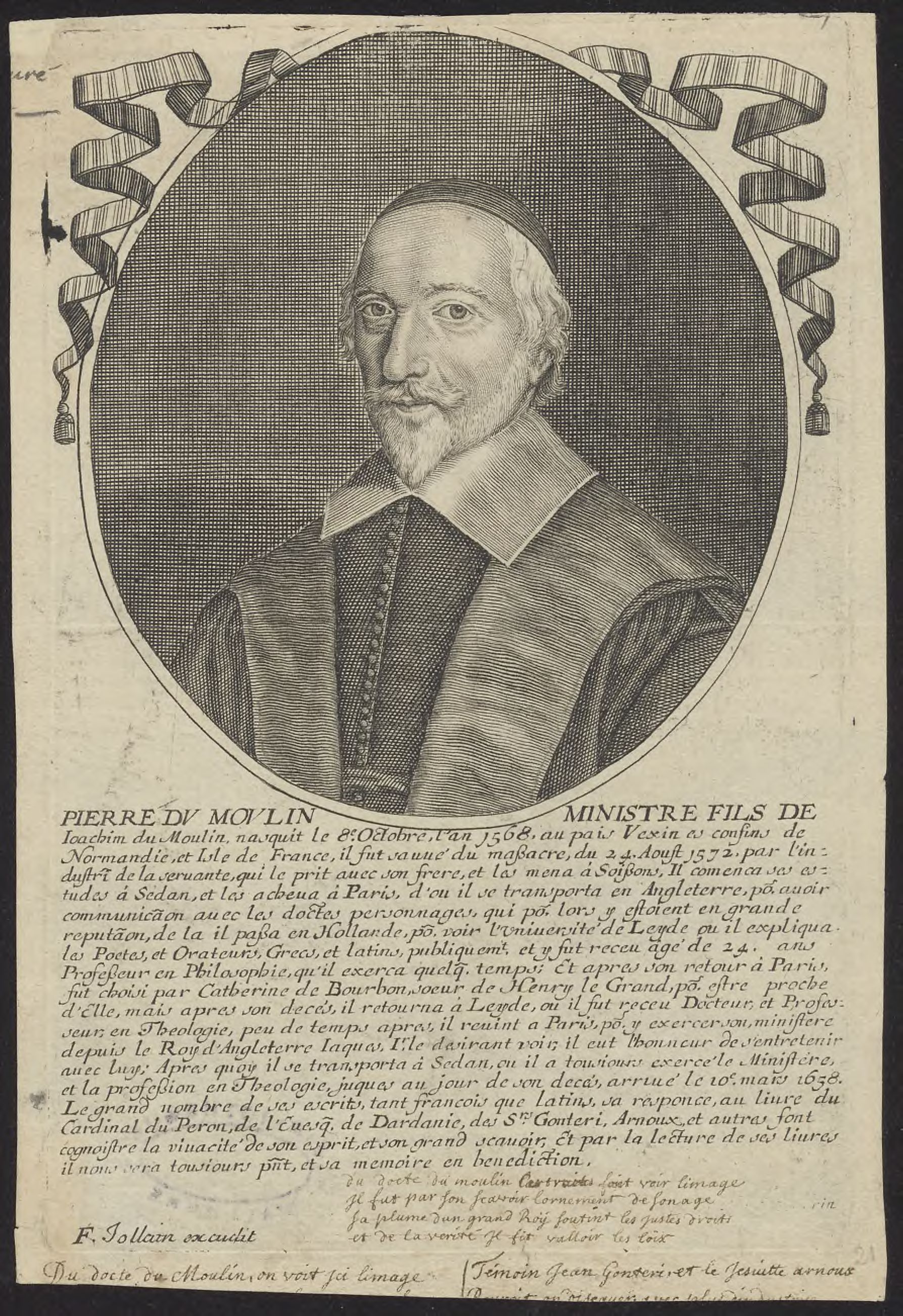 Portrait of Petrus Molinaeus (Pierre du Moulin), minister
