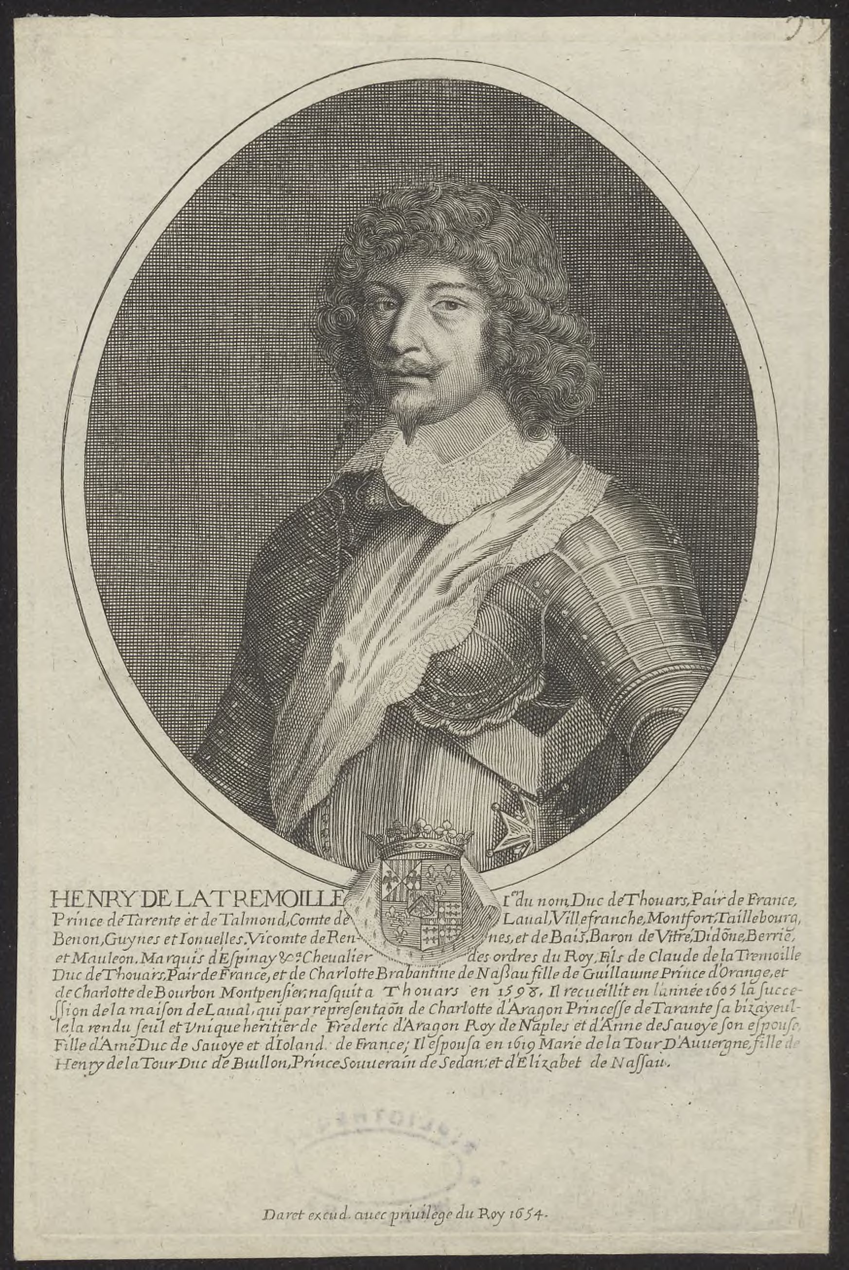 Portrait of Henry de la Tremoille, Duc de Thouars