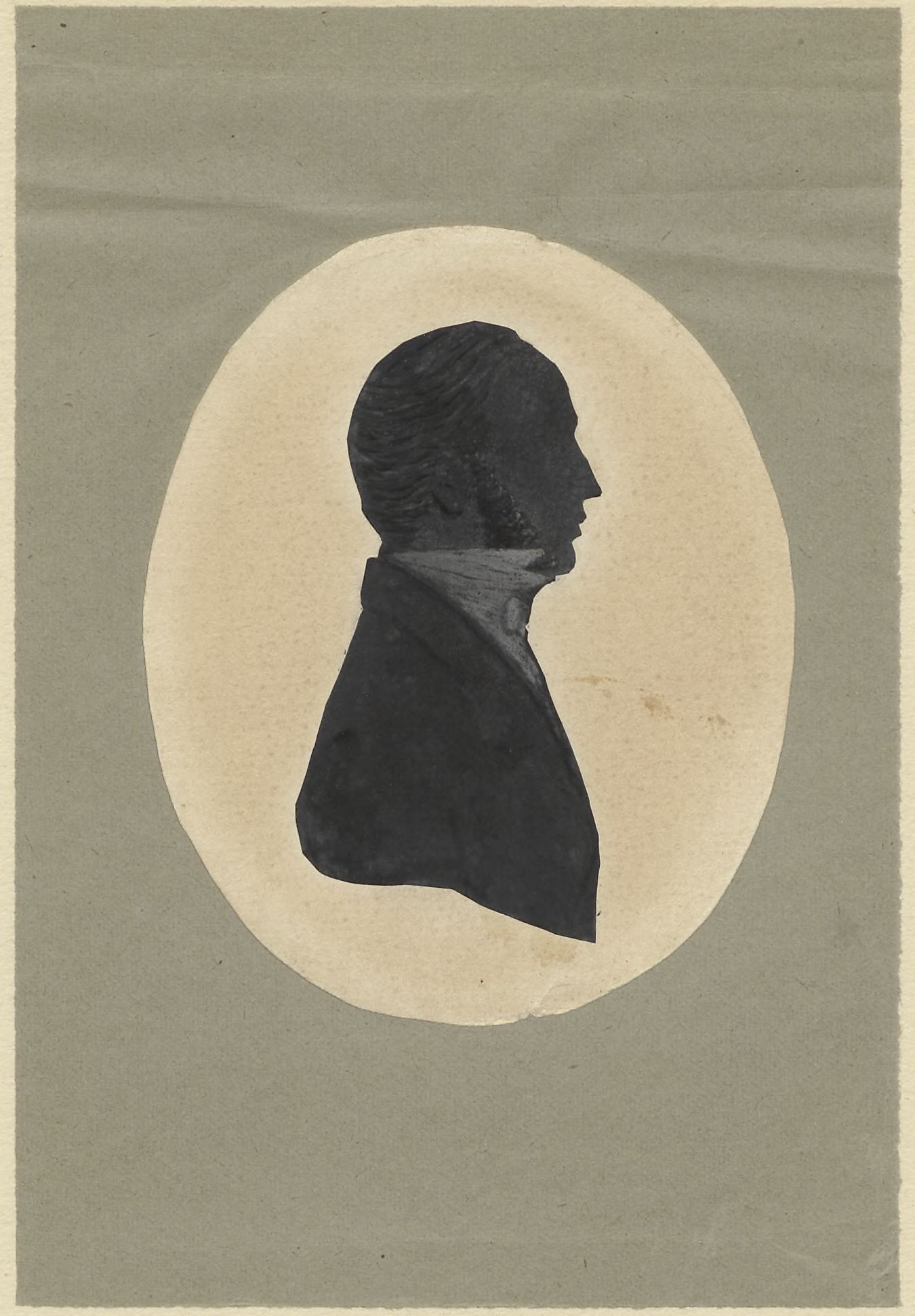 Silhouette portrait of an unknown man, facing right