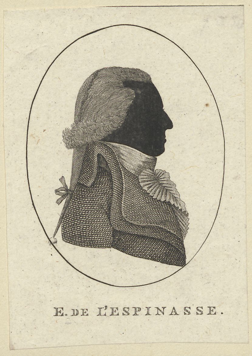 Silhouette portrait of E. de L'Espinasse, facing right