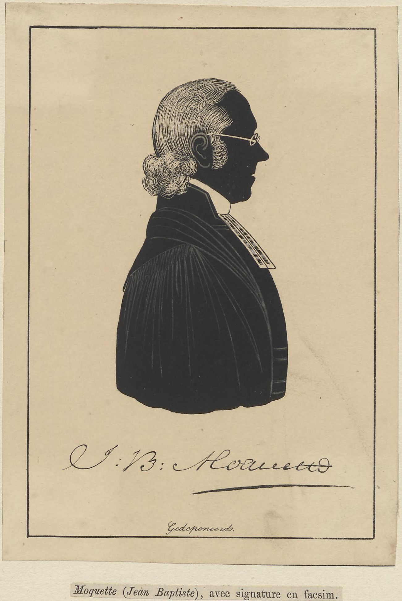 Silhouette portrait of J.B. Moquette, facing right
