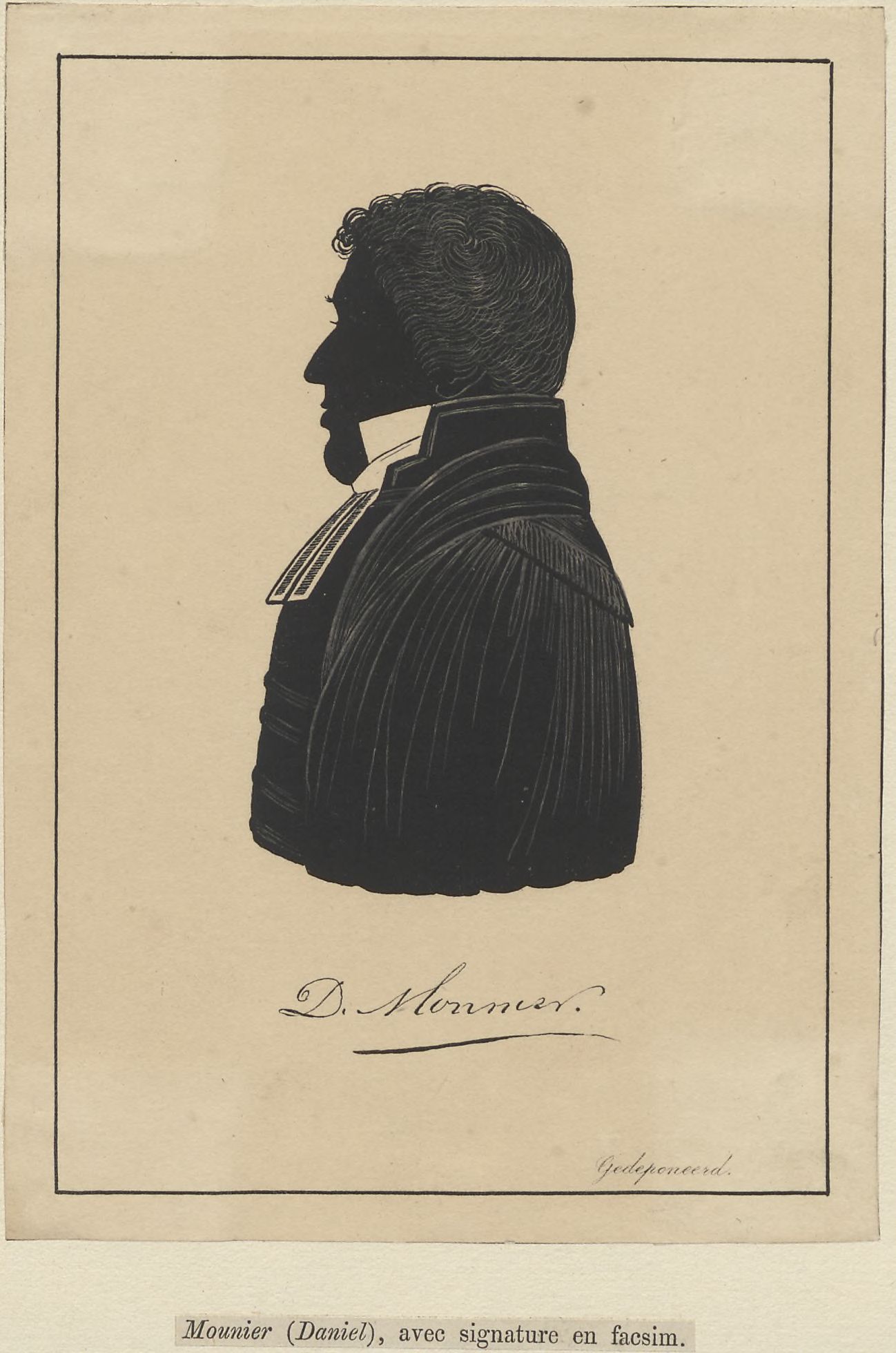 Silhouette portrait of D. Mounier, facing left