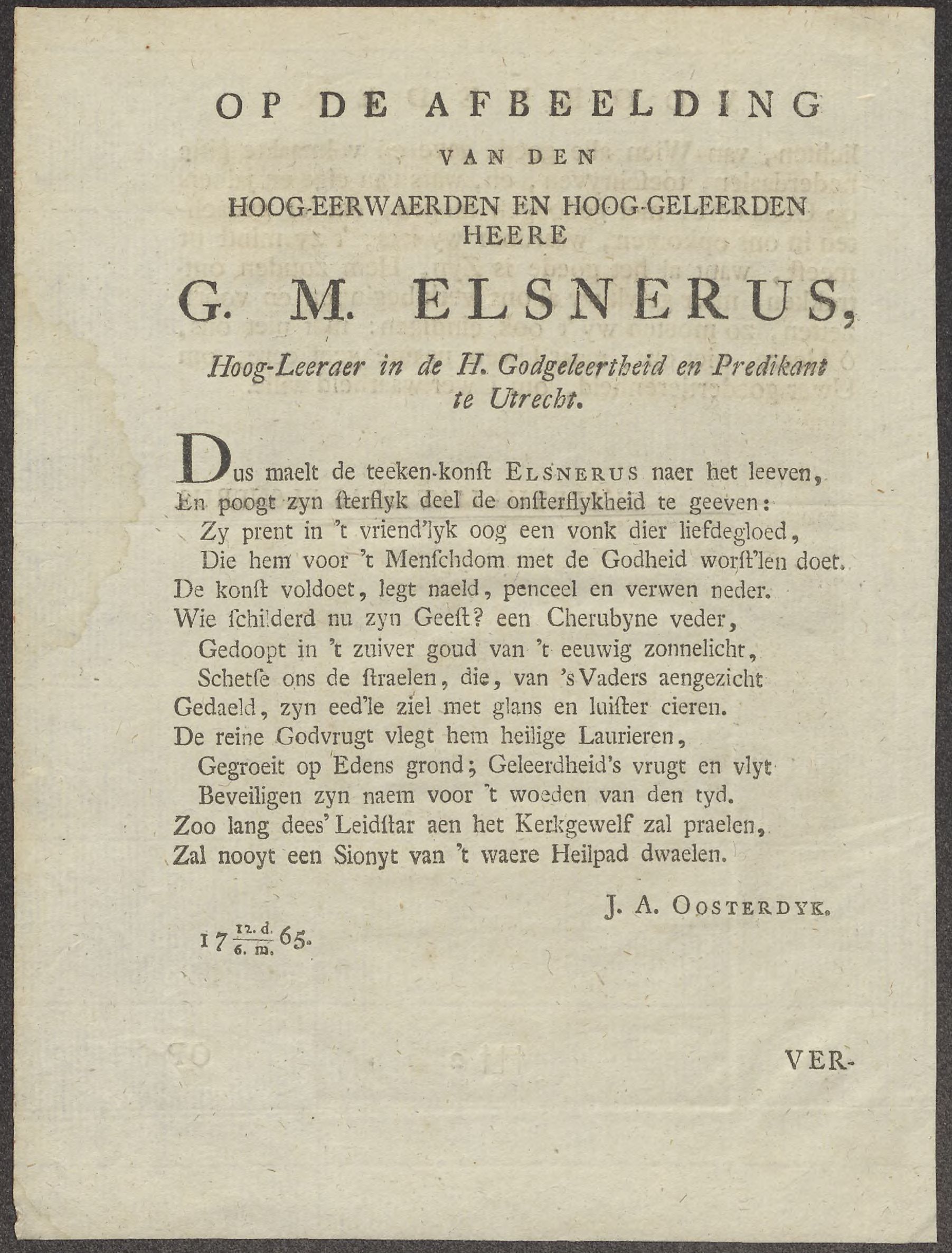 Poem celebrating the portrait of G.M. Elsnerus