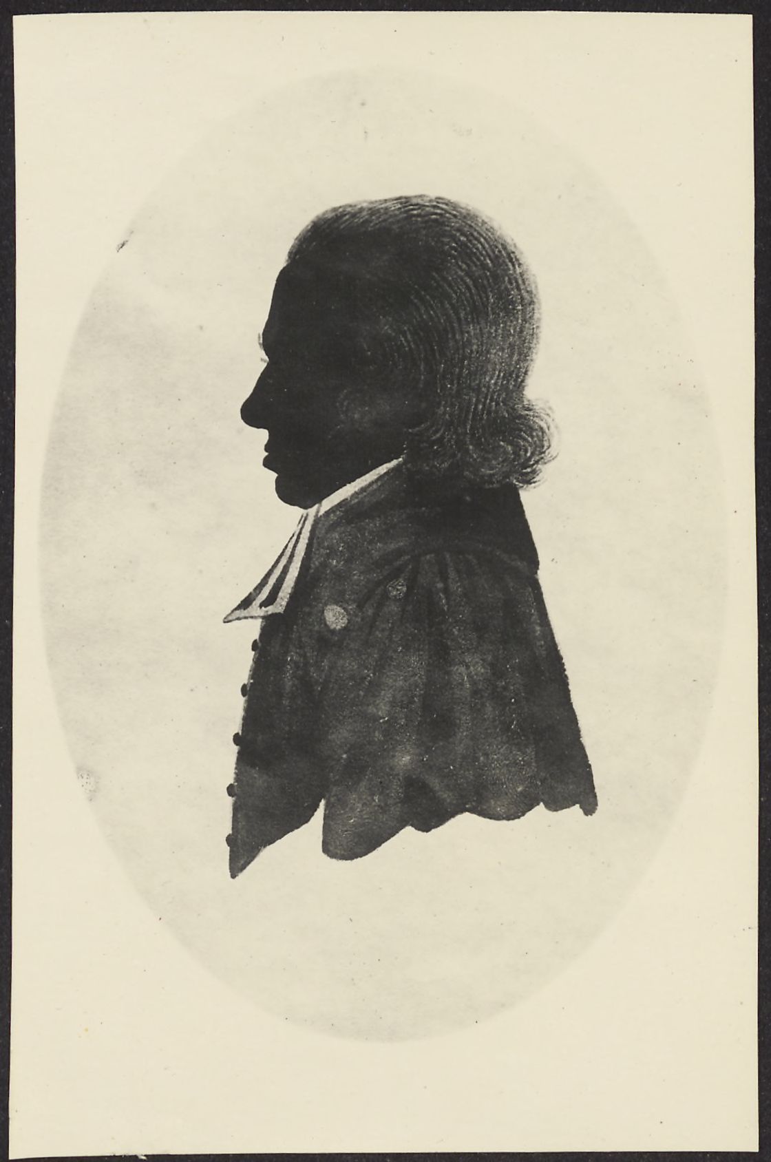 Silhouette portrait of an unknown man, facing left
