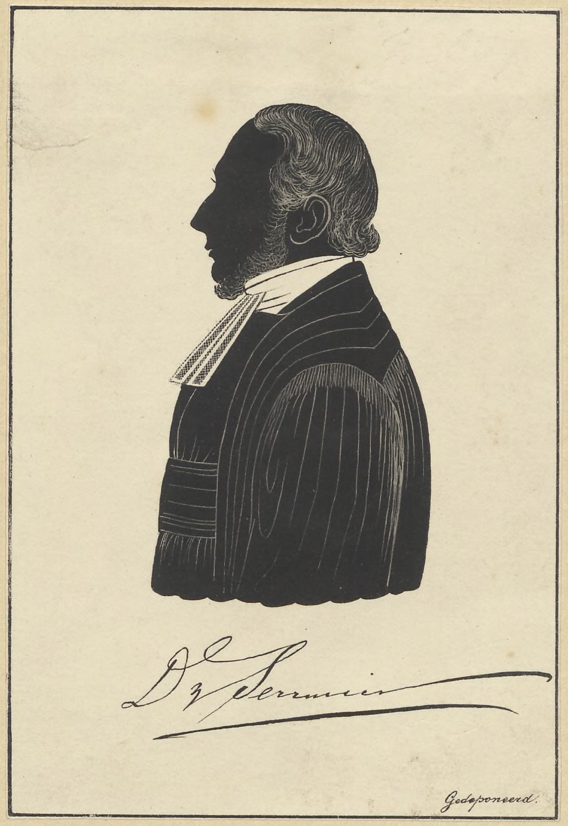 Silhouette portrait of D. Serrurier, facing left