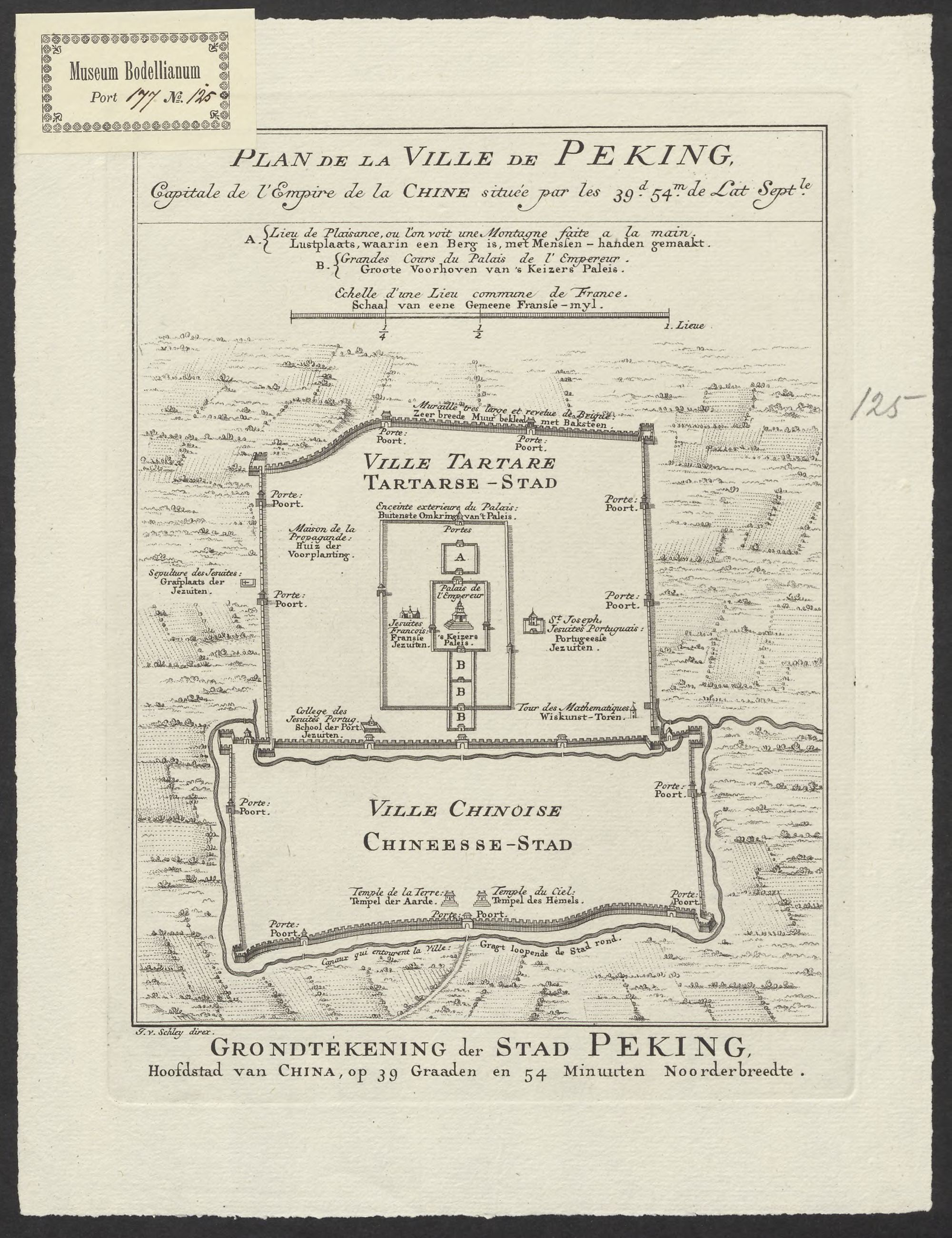 Plan de La Ville de Peking, Capitale de l'empire de la Chine située par les 39.d 54.m de Lat. Sept.le