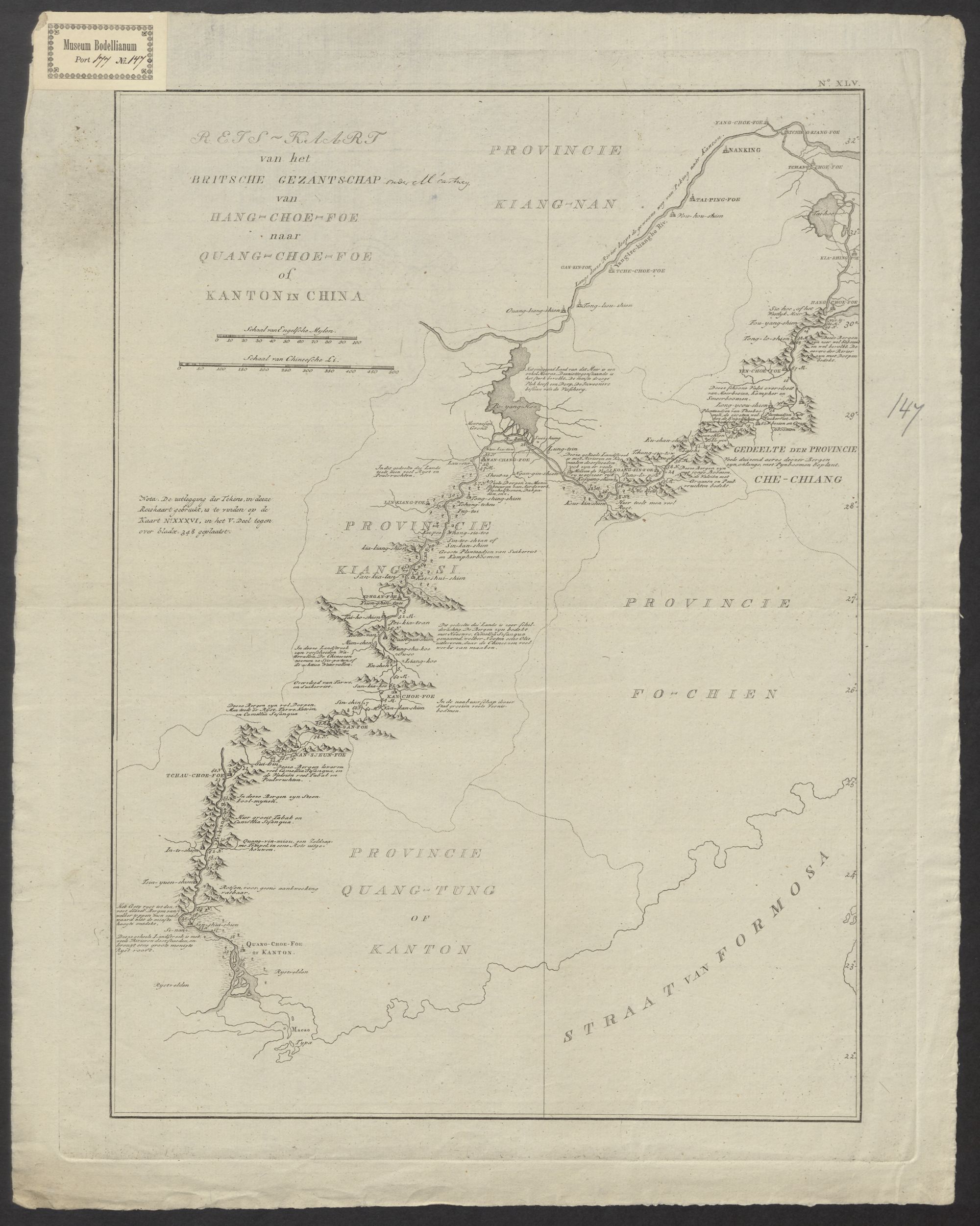 Reis - Kaart van het Britsche Gezant-schap van Hang-Choe-Foe naar Quang-Choe-Foe of Kanton China