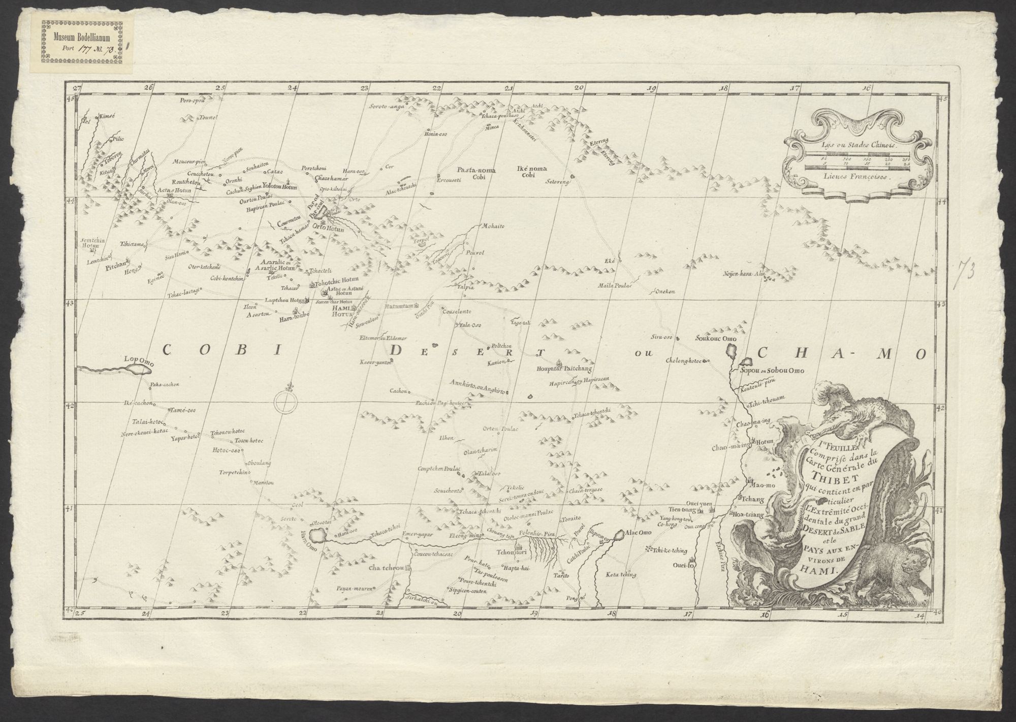 Ire Feuille Comprise dans la Carte Générale du Thibet qui contient en particulier L'Extrêmité Occidentale du grand Dessert de Sable et de Pays aux environs de Hami