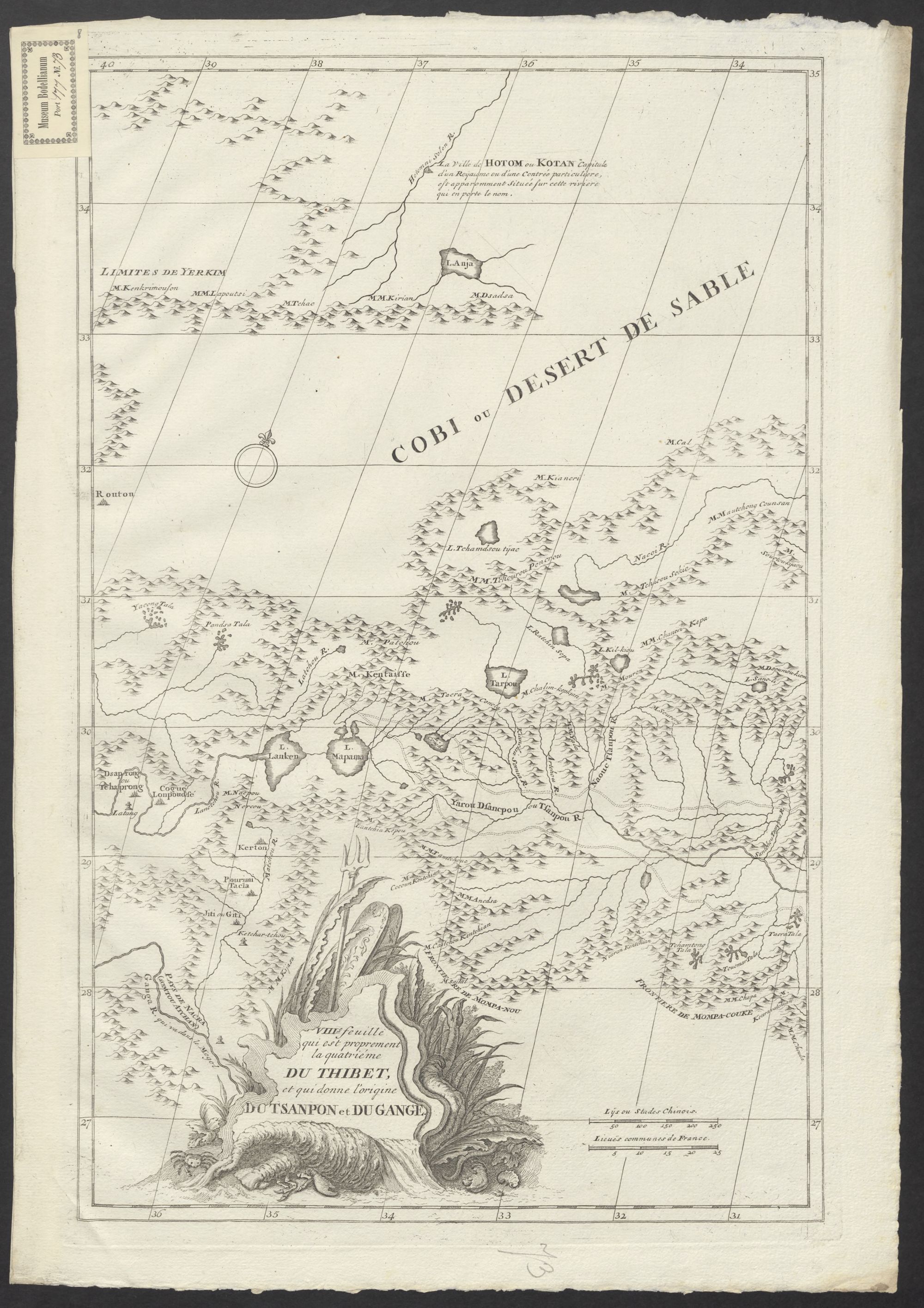 VIIIe feuille, qui est proprement la quatrième du Thibet, et qui donne l'origine Du Tsanpon et Du Gange