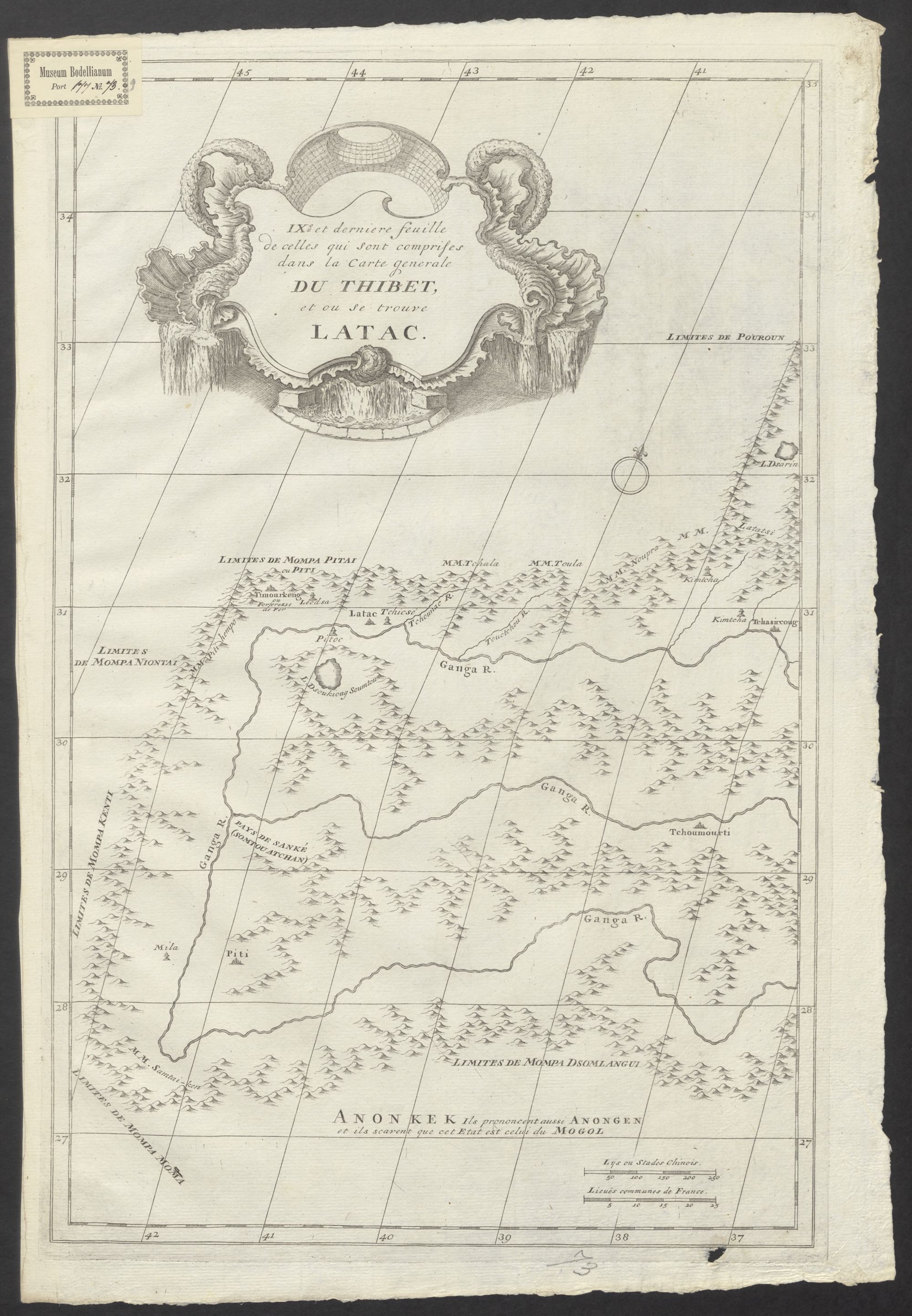 IXe et derniere feuille de celles qui sont comprises dans la Carte generale Du Thibet, et ou se trouve Latac