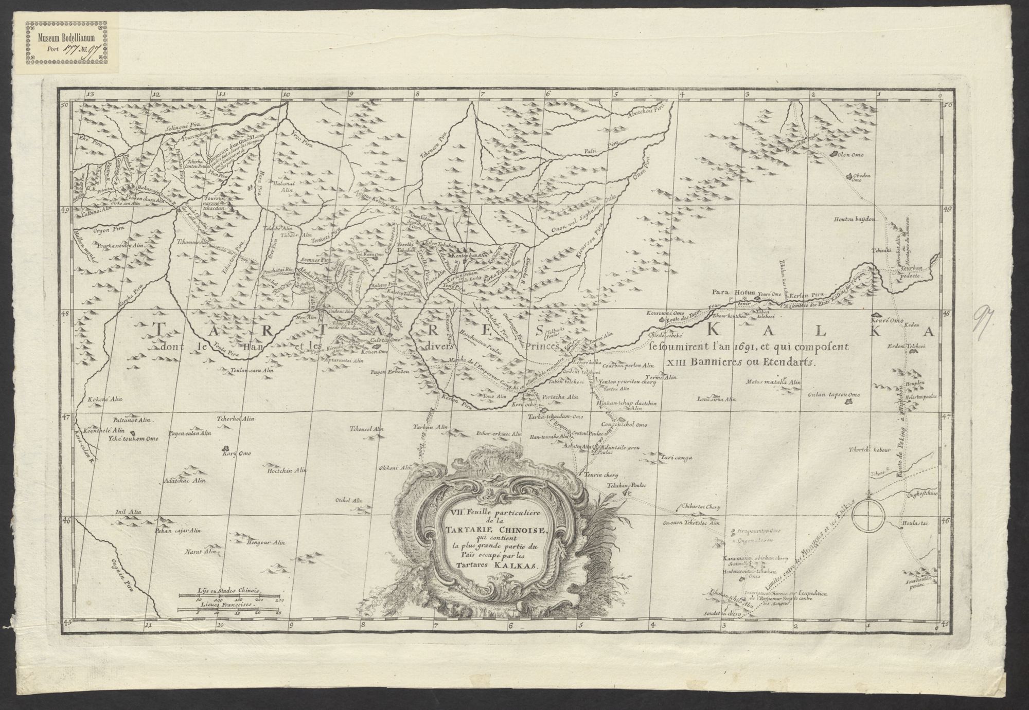 Ve- Feuille de la Tartarie Chinoise, contenant les environs de Tcitcicar et de Merguen, les Païs de Tagouri et des Solons, et l'extremité Orientale du grand désert de Sable