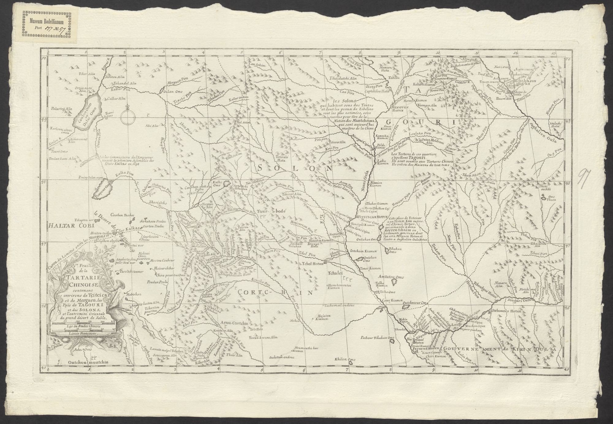 VIIIe. Feuille de la Tartarie Chinoise, qui est le commencement du Païs des Tartares Eluts, de l'extremité occidentale de celui des Kalkas