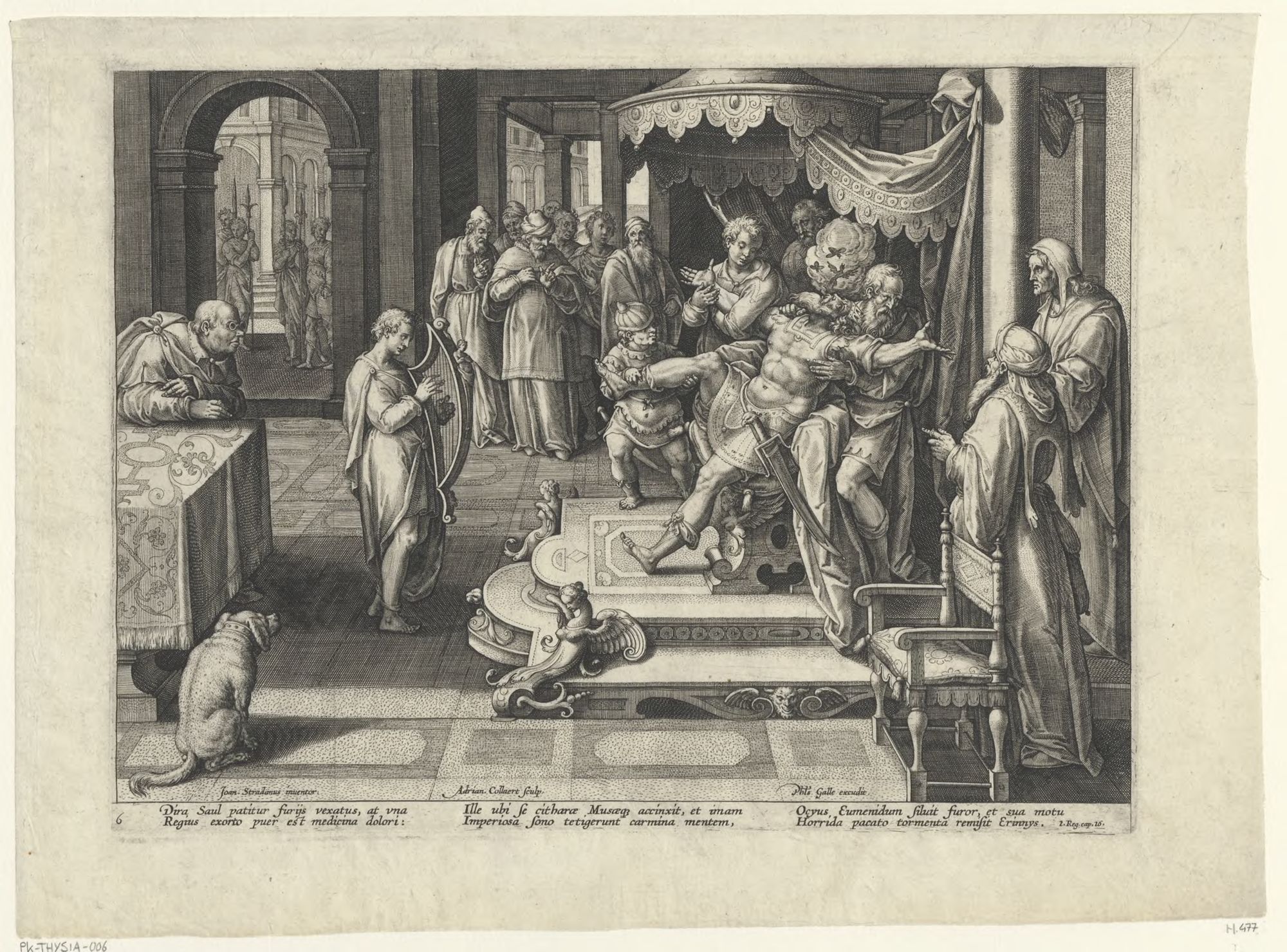 Encomium Musices: David playing the harp before Saul