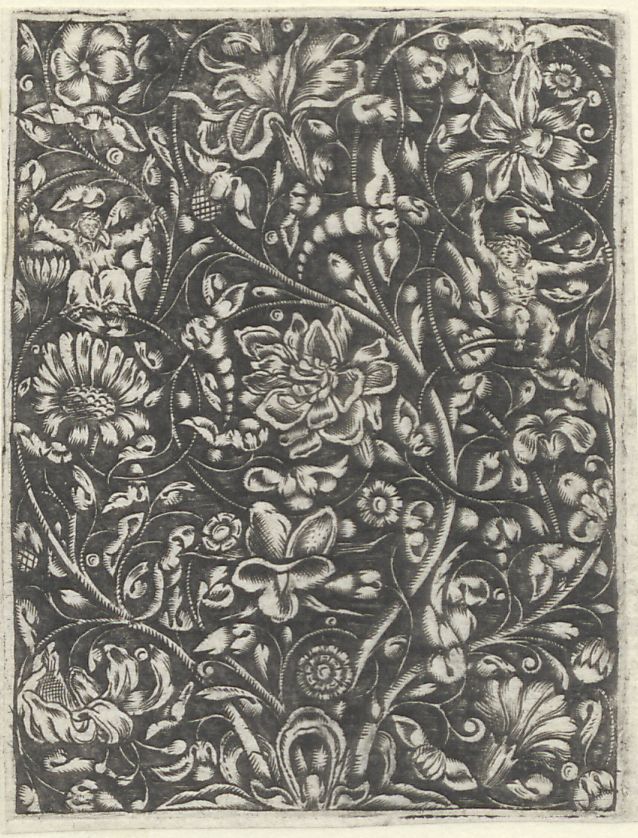 Ornament with flowers and figures