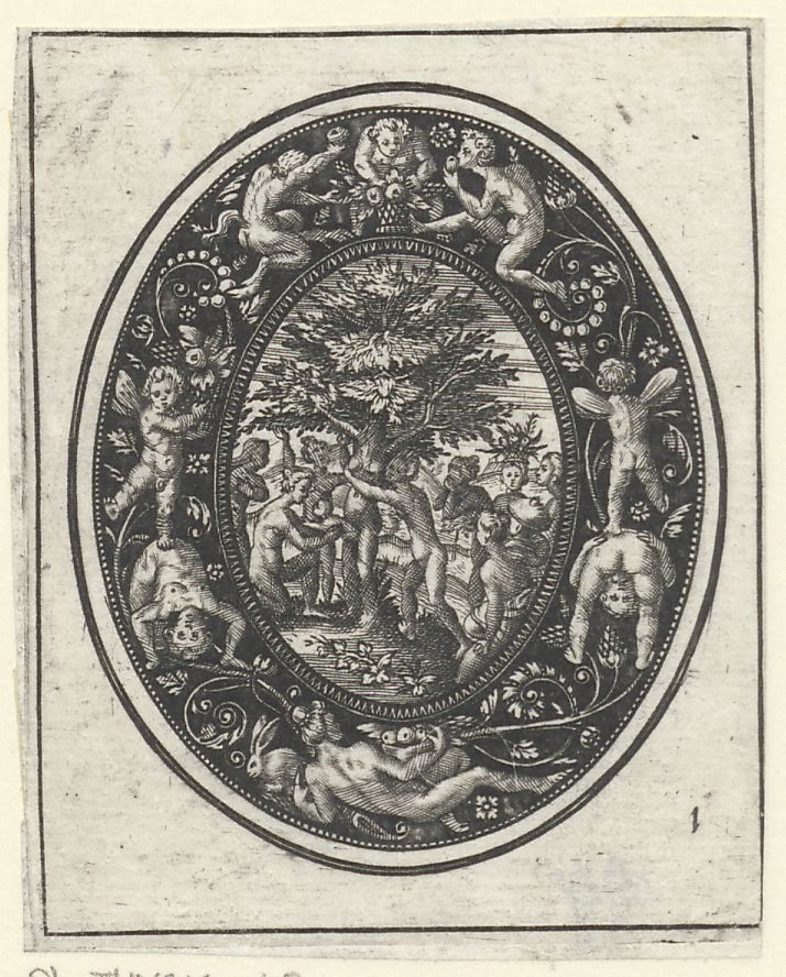 Blackwork ornaments with the story of Adonis: The birth of Adonis