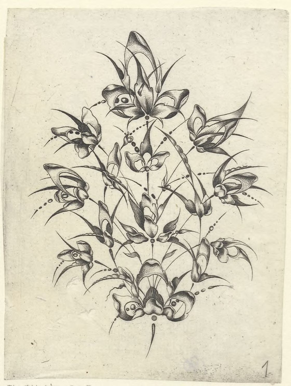 Jewellery designs: Symmetrical flower bouquet in pea-pod style