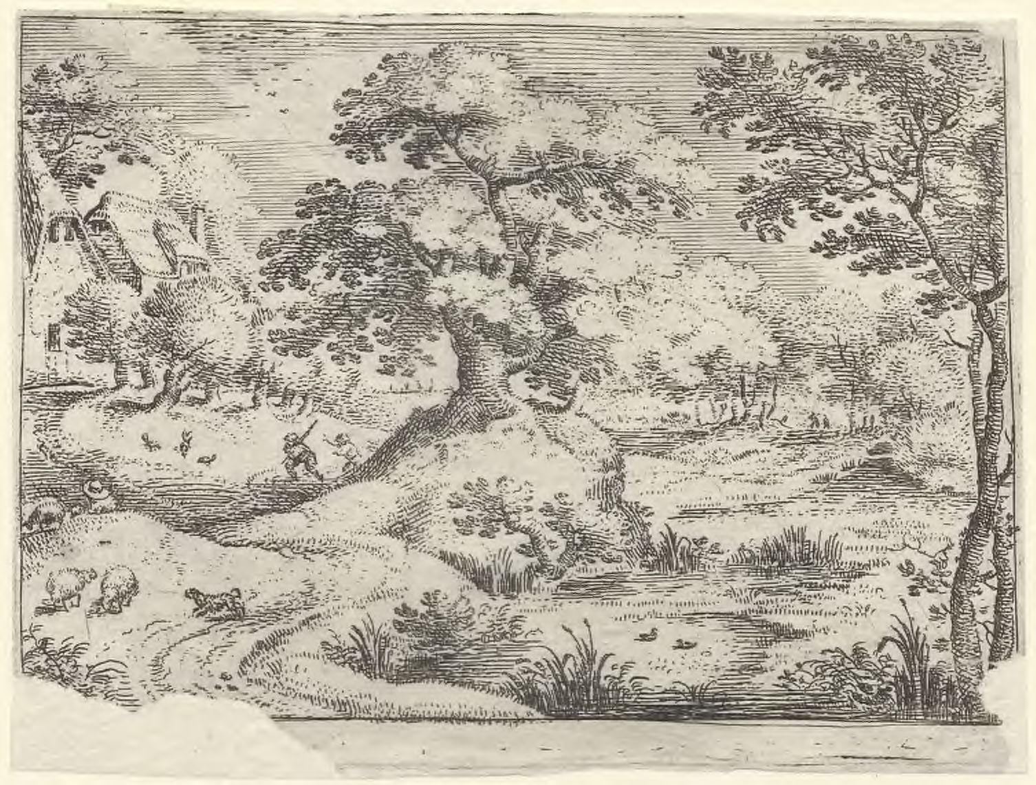 Six landscapes with travelers: A rural landscape with hunters and travelers