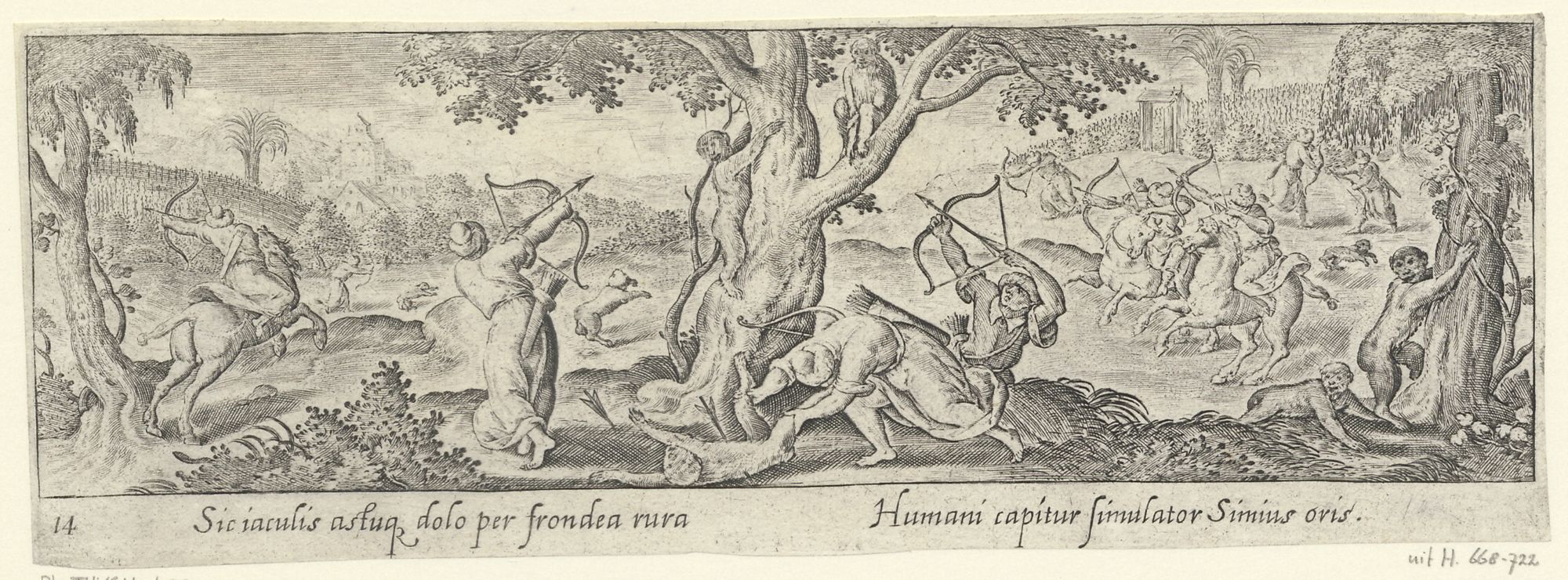 Venationis, piscationis, et aucupii typi: Monkey hunt