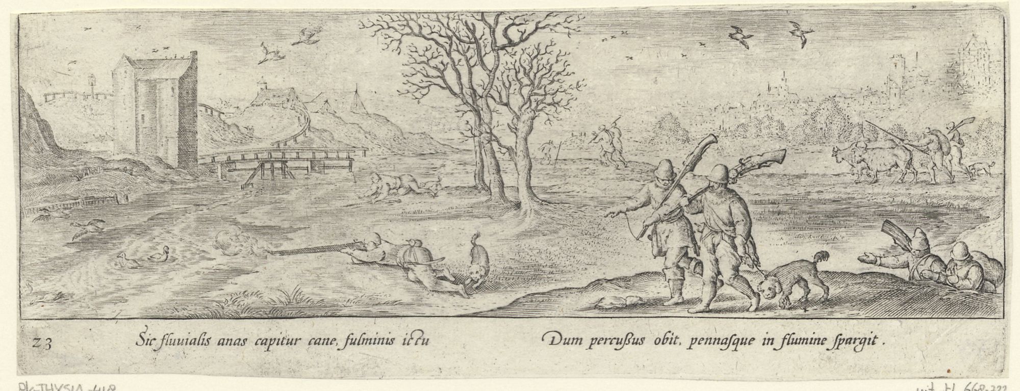 Venationis, piscationis, et aucupii typi: Duck hunt in winter