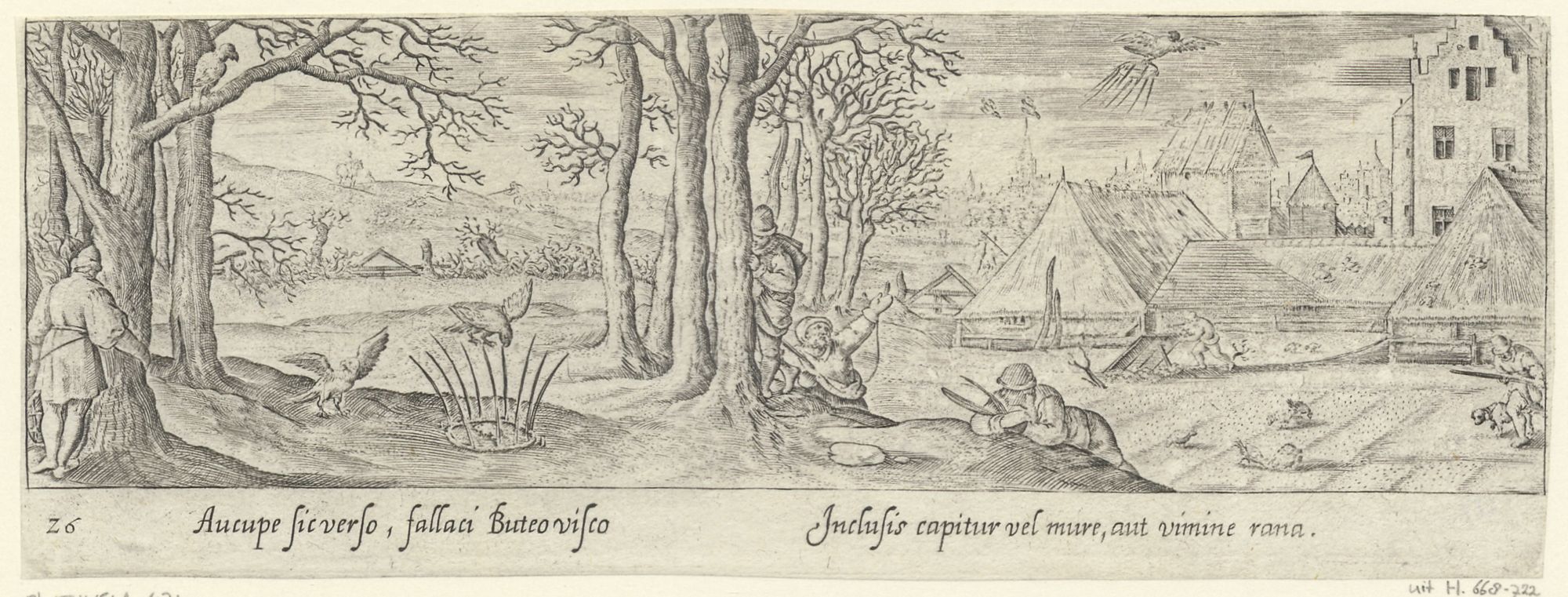 Venationis, piscationis, et aucupii typi: Buzzard hunt in winter
