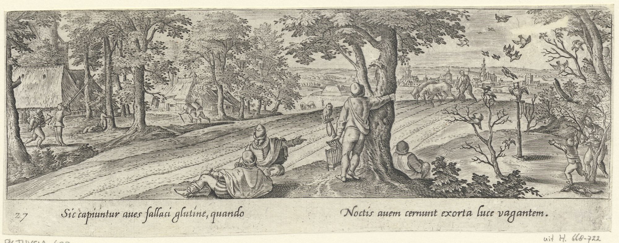 Venationis, piscationis, et aucupii typi: Birdcatcher with bird-lime