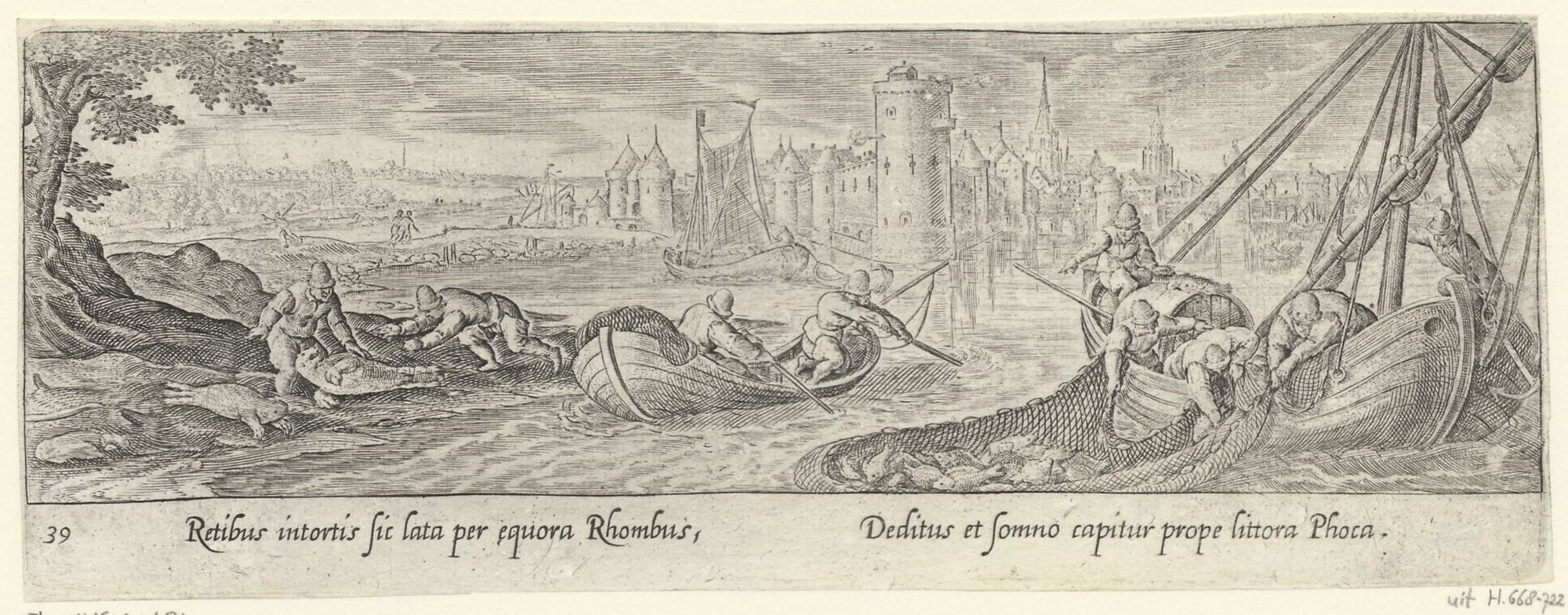 Venationis, piscationis, et aucupii typi: Fishing for turbot and seal hunt