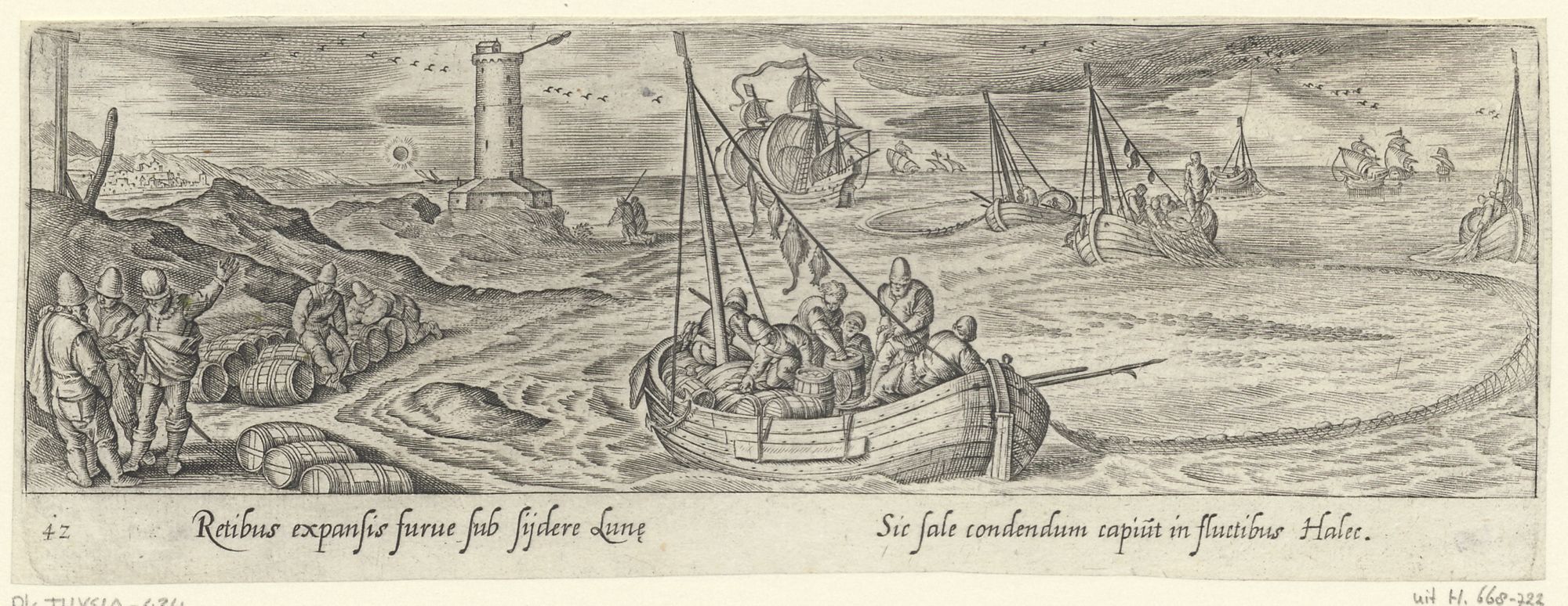 Venationis, piscationis, et aucupii typi: Fishing of flounders