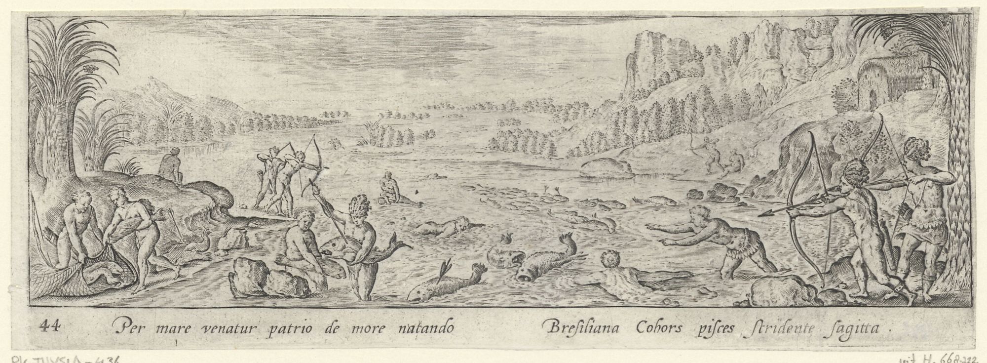Venationis, piscationis, et aucupii typi: Brazilians fishing with arrows