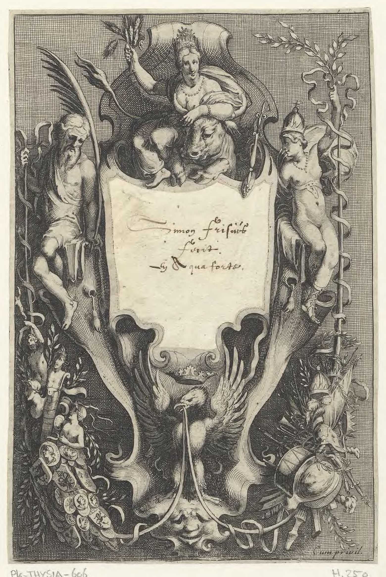 Title page with Ceres and two allegorical figures