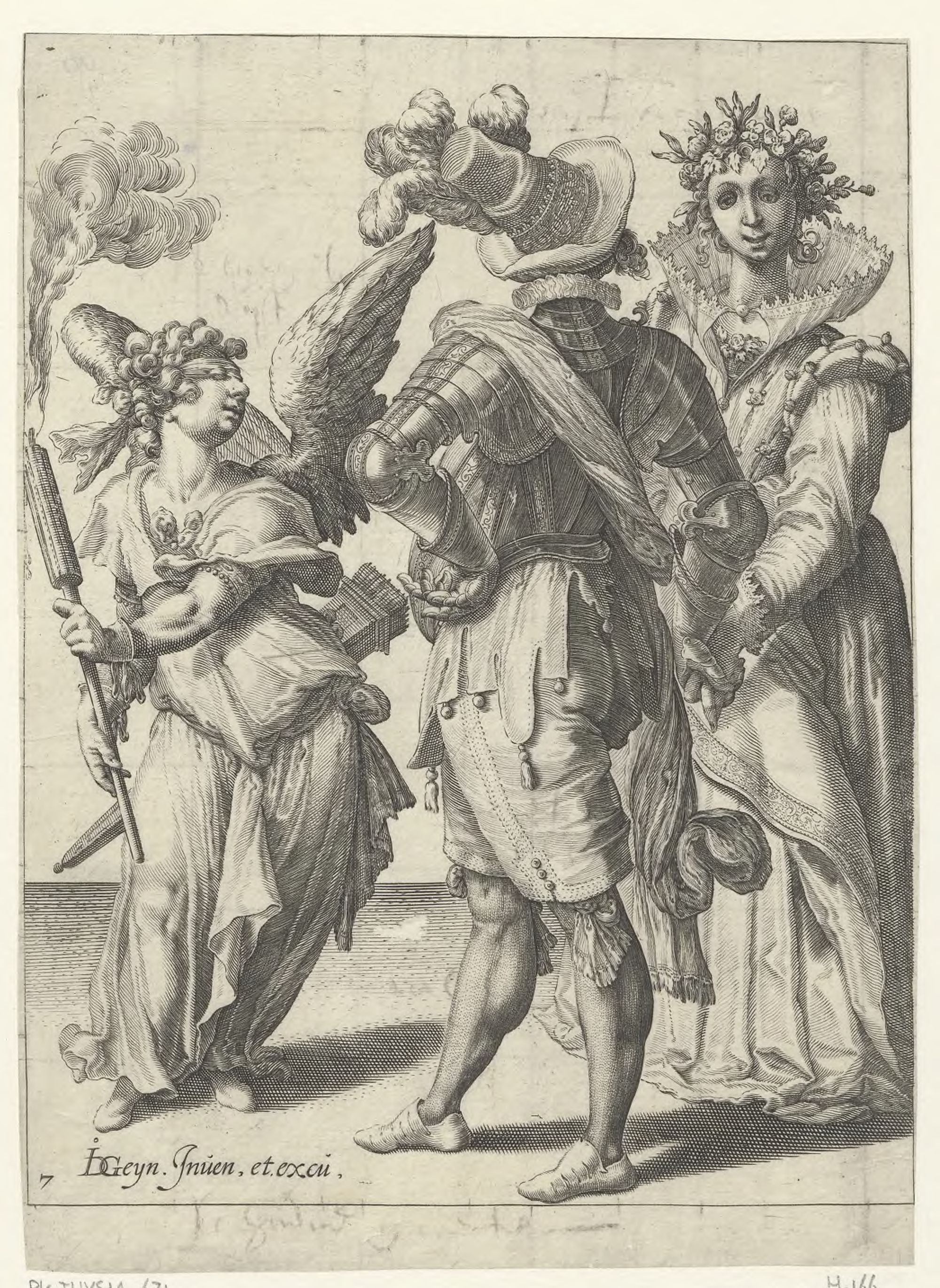 The masquerades: A blindfolded cupid holding a torch before a couple