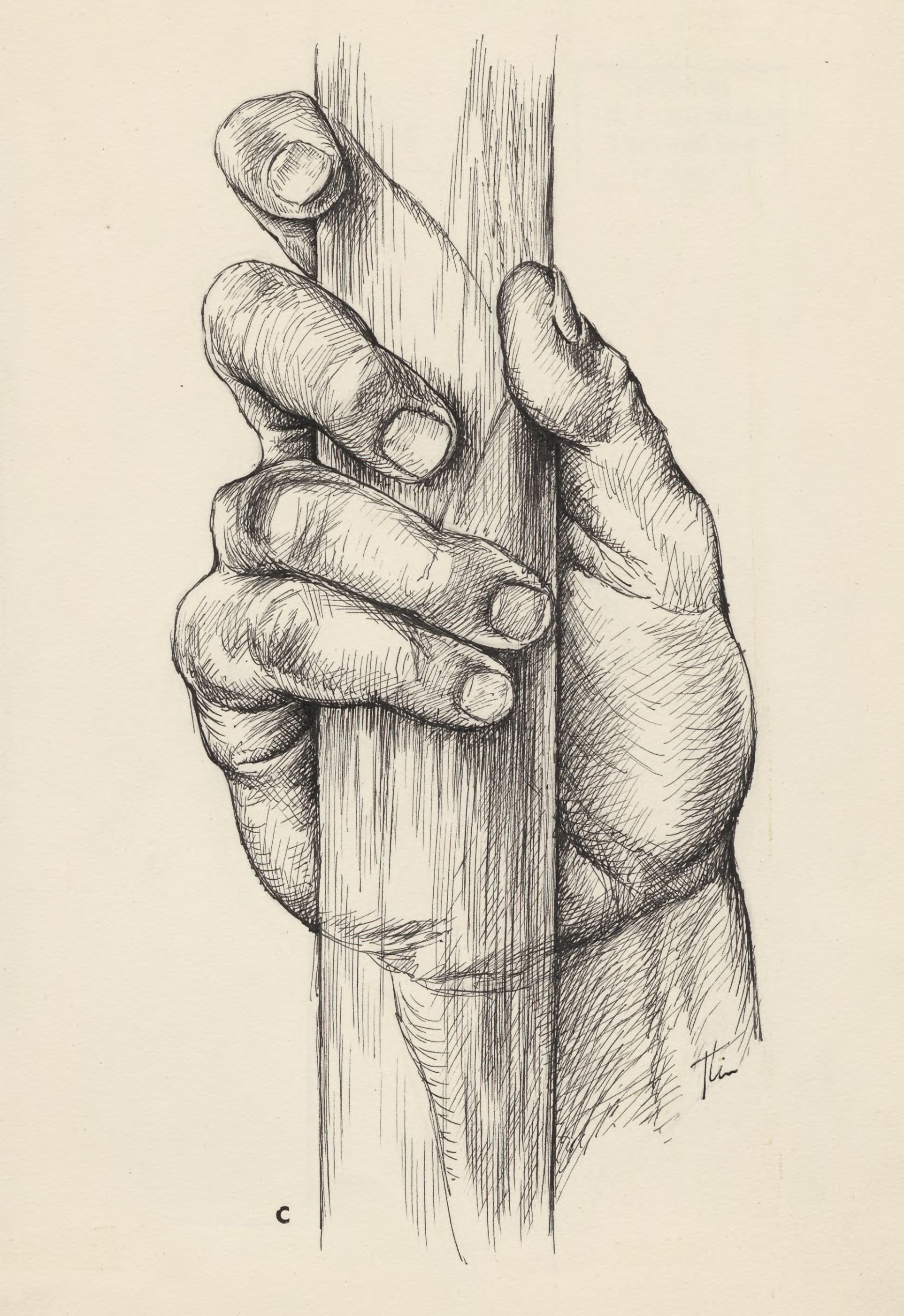 Hand holding a pole