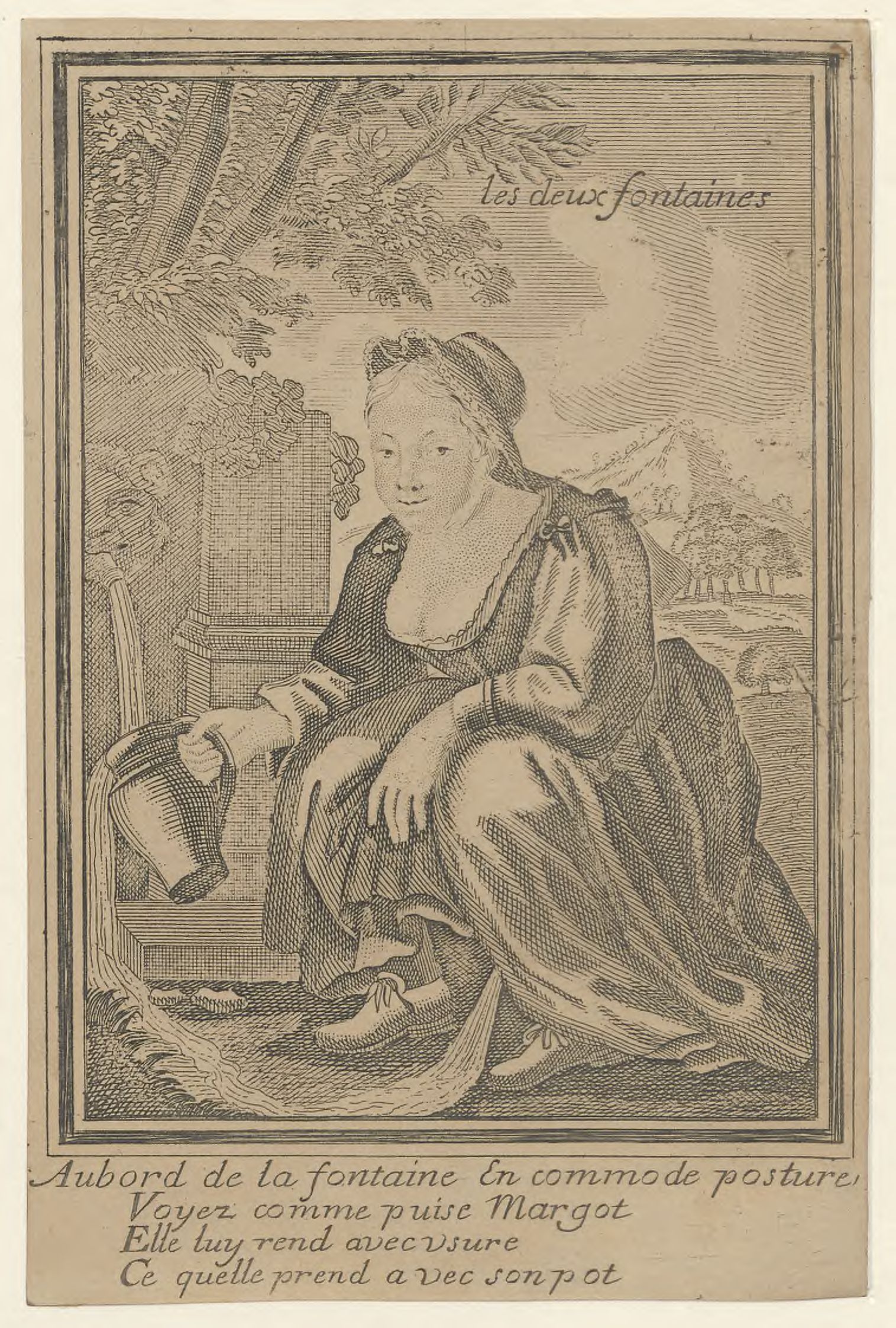 Les deux fontaines : Aubord de la fontaine en commode posture.